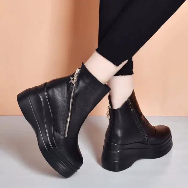 Zapatos de plataforma y botines de punta redonda