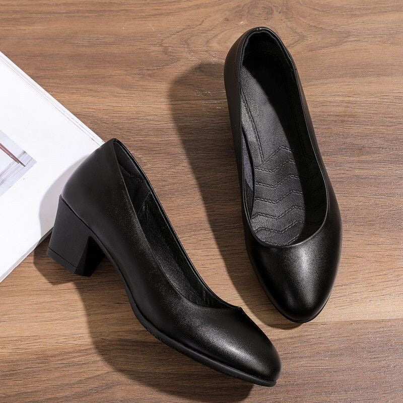 Zapatos de suela blanda y tacón grueso