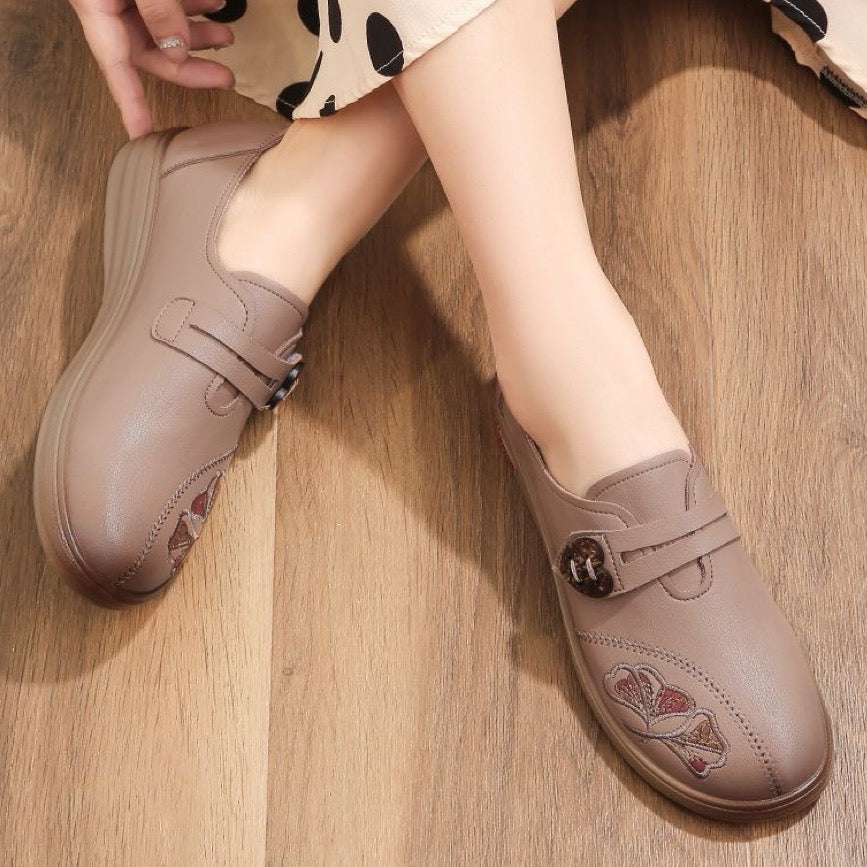 Zapatos planos de cuero antideslizantes
