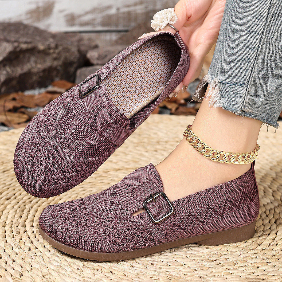 Zapatos casuales de malla sin cordones