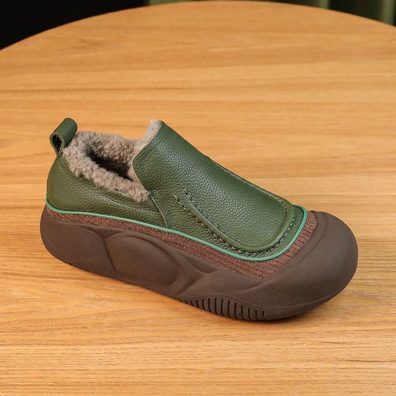 Zapatos planos de terciopelo para mujeres (suela gruesa)