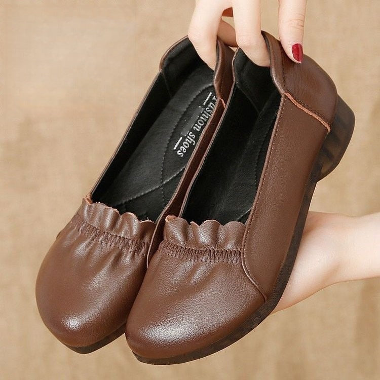 Zapatos planos casuales de cuero suave