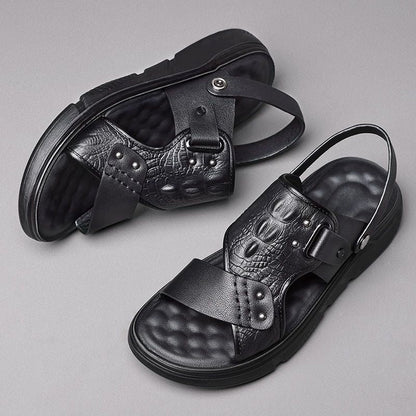 Sandalias casuales de hombre (piel de cocodrilo)