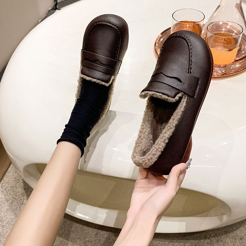 Mocasines de invierno para mujer (material de lana)