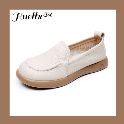 Zapatos de piel auténtica con punta redonda