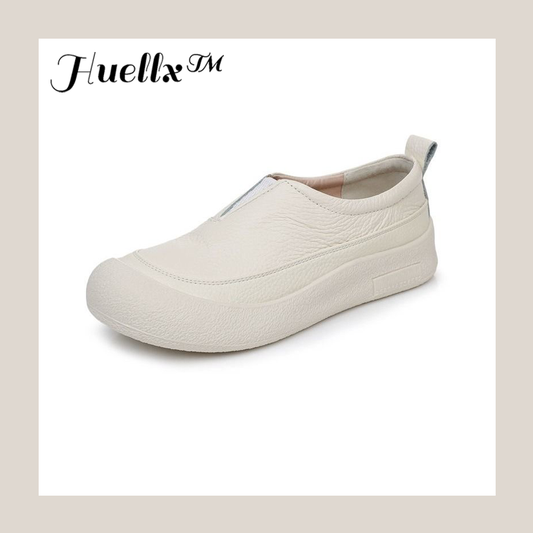 100% cuero genuino zapatos de plataforma con punta redonda