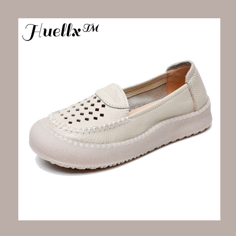 Zapatos de punta redonda 100% cuero genuino
