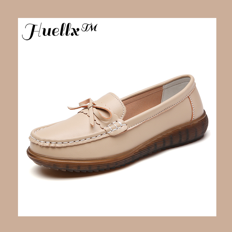 Zapatos de mujer de piel auténtica con suela blanda