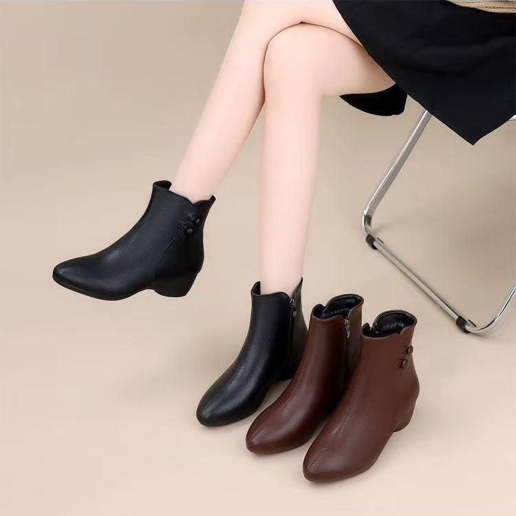 Botines de cuña nuevos (piel auténtica)
