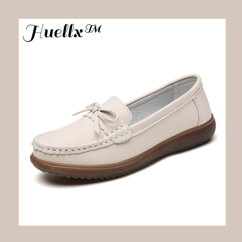 Zapatos de mujer de piel auténtica con suela blanda