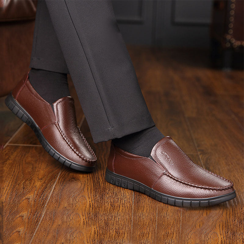 Herenleren schoenen met zachte zool