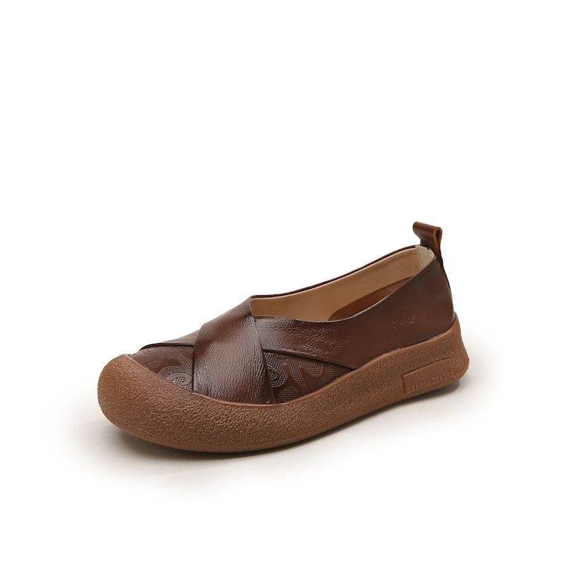 Vintage leren damesschoenen met hoog comfort