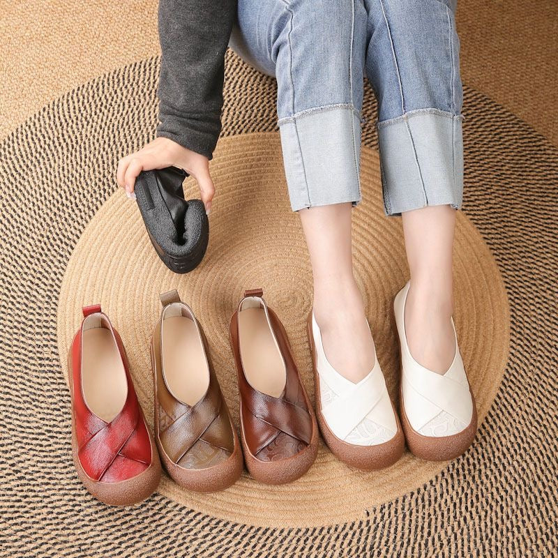 Vintage leren damesschoenen met hoog comfort