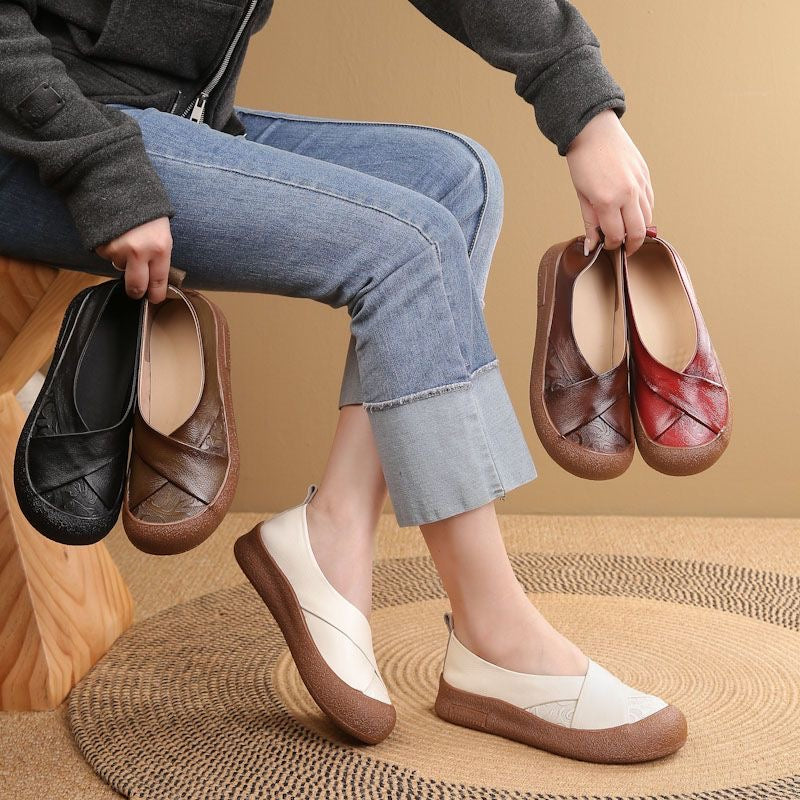 Vintage leren damesschoenen met hoog comfort