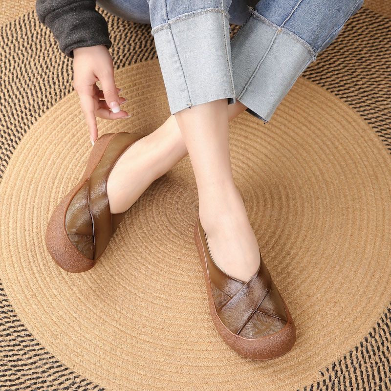 Vintage leren damesschoenen met hoog comfort