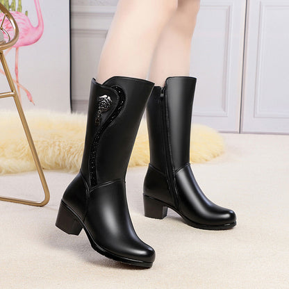 Botas de piel de media pantorrilla con forro polar