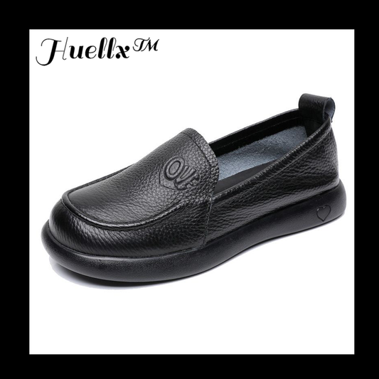 Zapatos de piel auténtica con punta redonda