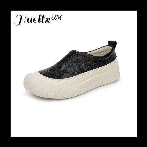 100% cuero genuino zapatos de plataforma con punta redonda