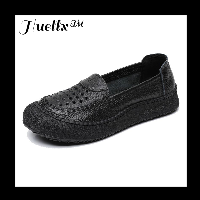 Zapatos de punta redonda 100% cuero genuino