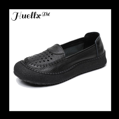 Zapatos de punta redonda 100% cuero genuino