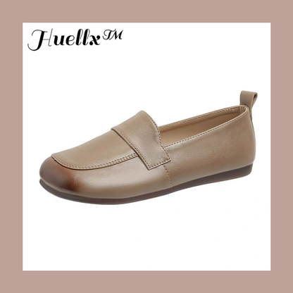 Zapatos de cuero retro de tacón bajo