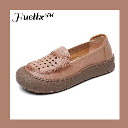 Zapatos de punta redonda 100% cuero genuino