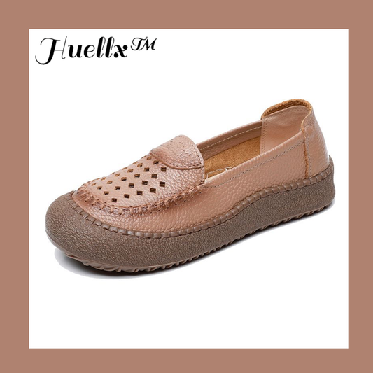 Zapatos de punta redonda 100% cuero genuino