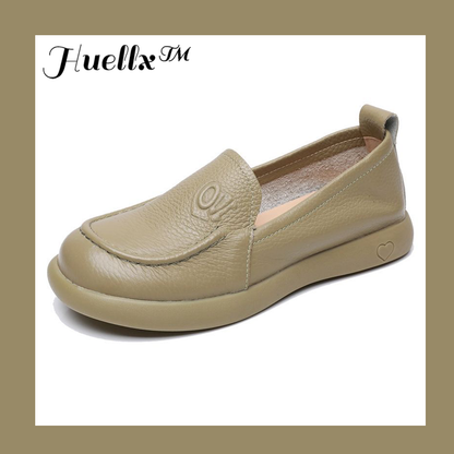 Zapatos de piel auténtica con punta redonda