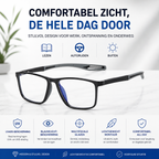 SPORTIEVE TR VIERKANTE ULTRALICHTE LEESBRIL MET BLAUWLICHTFILTER