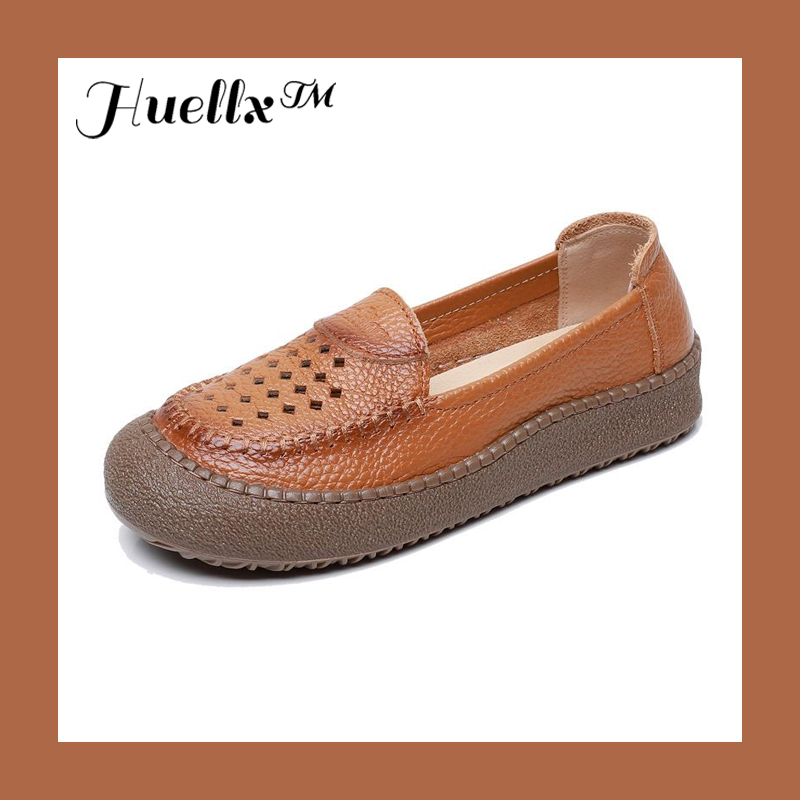 Zapatos de punta redonda 100% cuero genuino