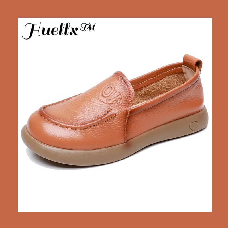 Zapatos de piel auténtica con punta redonda