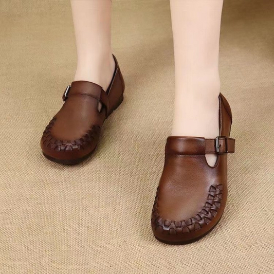 Zapatos planos de piel de vacuno suave