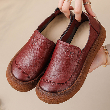 Zapatos de piel con punta redonda antideslizante