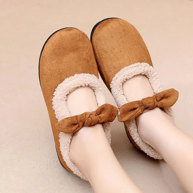 Zapatos de felpa de lana elástica