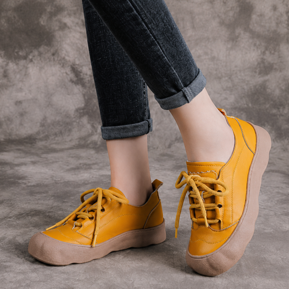 Orthopedische leren schoenen met ronde neus en zachte zool