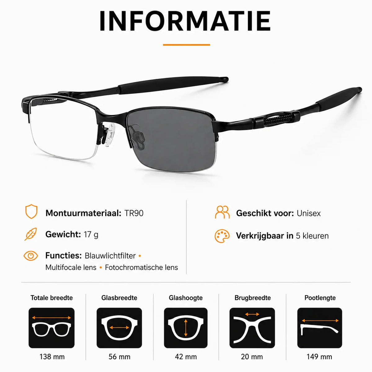 Half-Randloze Meekleurende Leesbril
