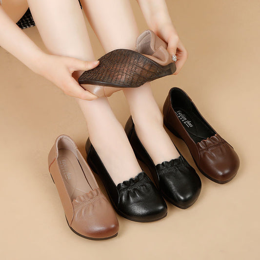 Zapatos planos casuales de cuero suave