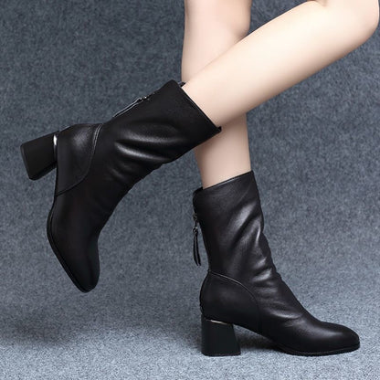 Botas media caña mujer de piel suave