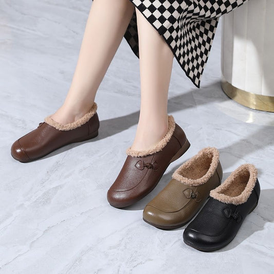 Zapatos de algodón cálido de cuero suave