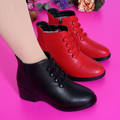 Botas de piel con plataforma y cuña