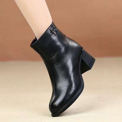 Botines de tacón grueso para mujer