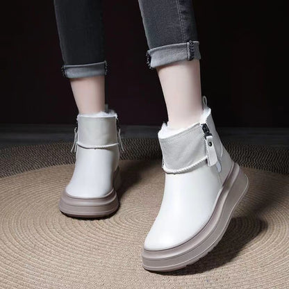 Botas de cuero femenino (blanco y negro)