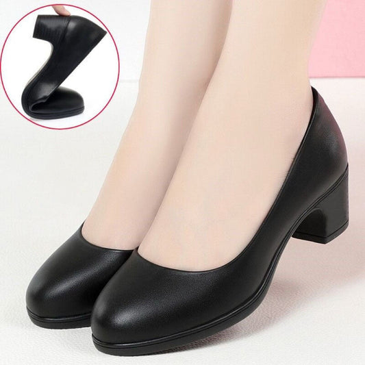 Zapatos de suela blanda y tacón grueso