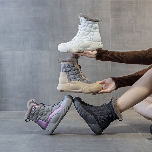 Botas de algodón para mujeres (gris púrpura)