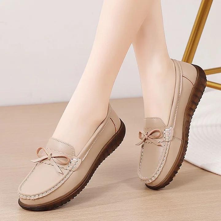Zapatos de mujer de piel auténtica con suela blanda