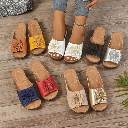 Sandalias de cuña con estampado floral
