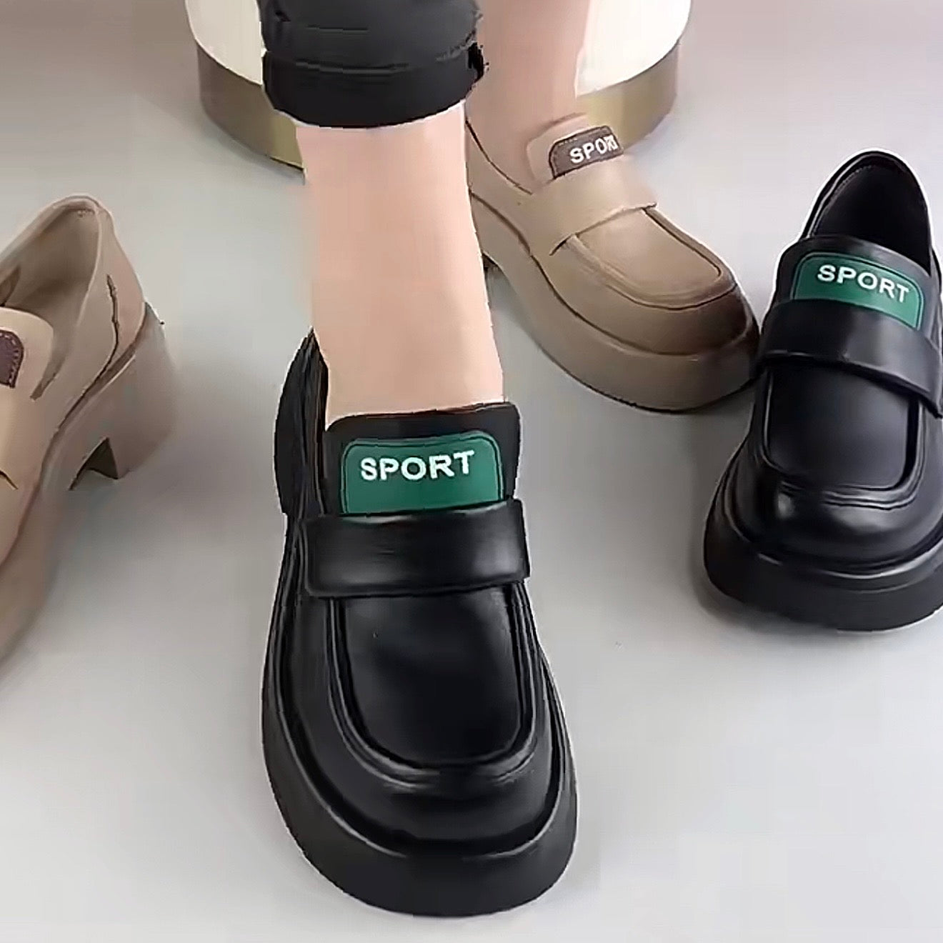 Mocasines de plataforma de cuero