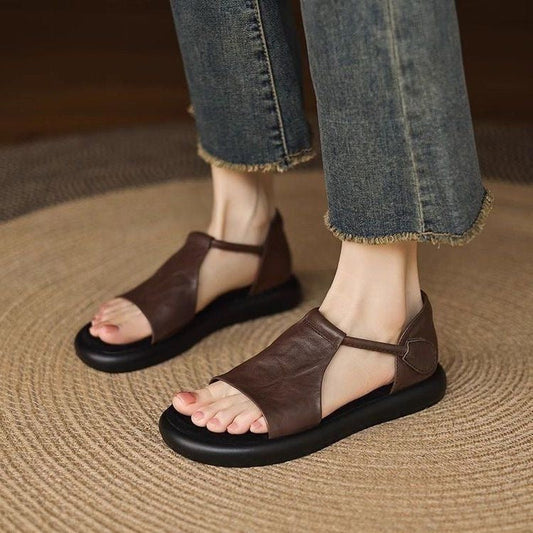 100% Sandalias de piel suave