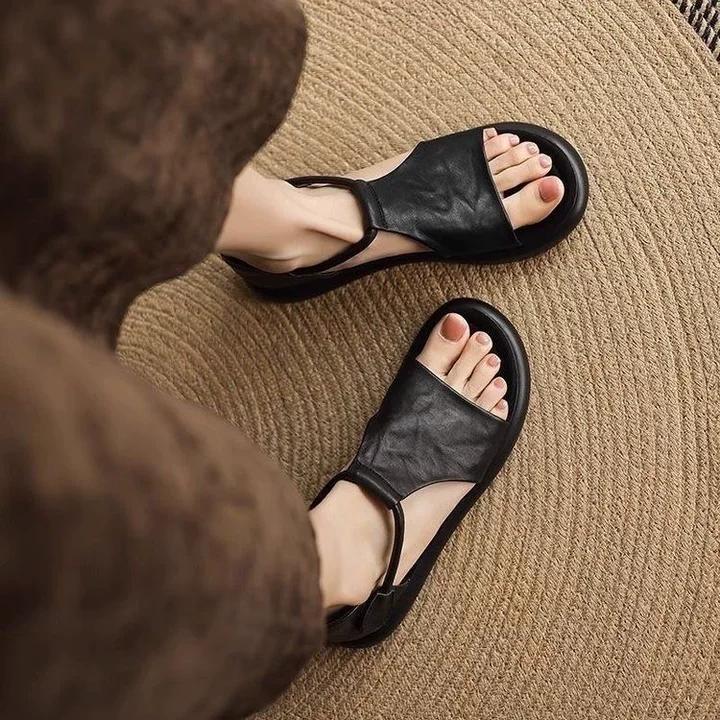 100% Sandalias de piel suave