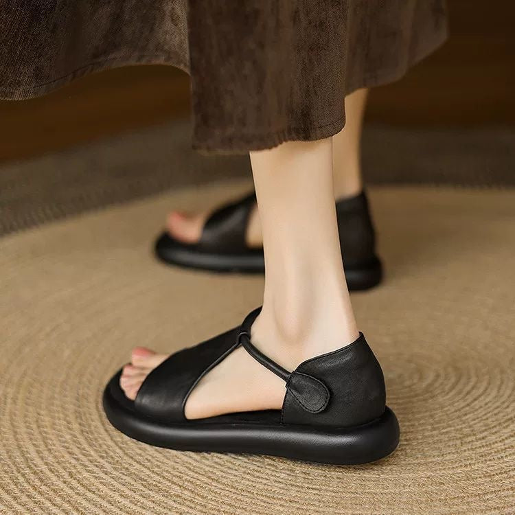 100% Sandalias de piel suave